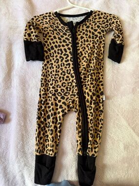 Little Sleepies Leopard Print Footie - Tan & Black